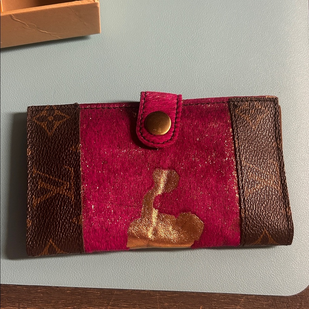 Upcycled & Repurposed Louis Vuitton Pink and Brown Wallet - Picture 2 of 4